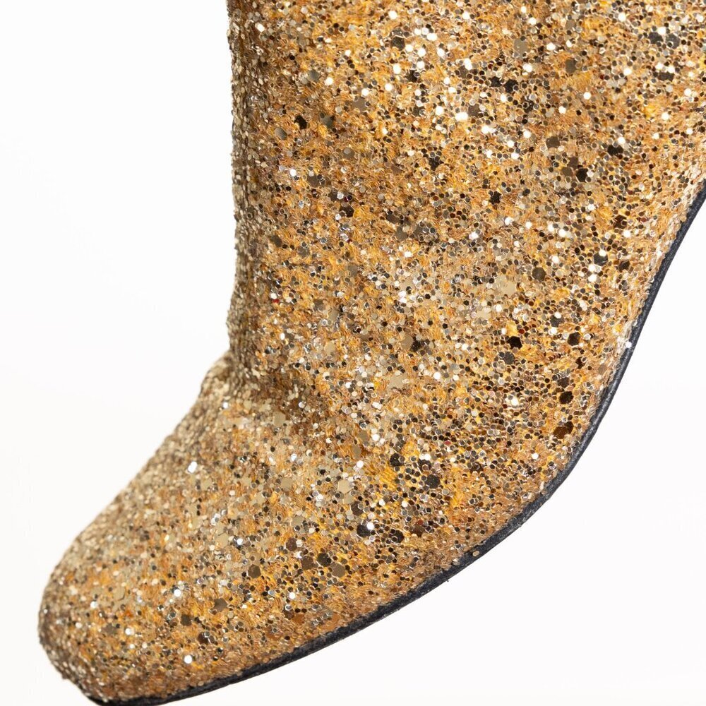 Saint Laurent Babies Gold Glitter Block Heel Ankle Boot EU 36 Authentic COA - Picture 14 of 16